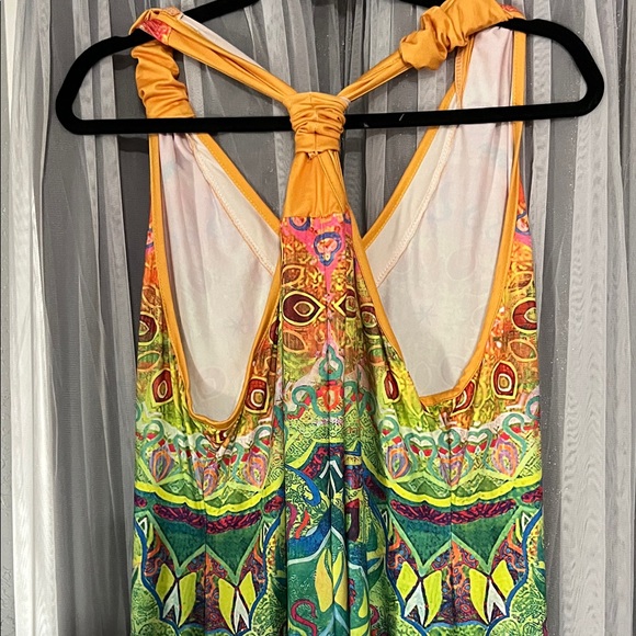 Source Unknown Multicolor Mandala Print Jumpsuit with Yellow Trim - Picture 3 of 3